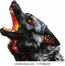 Wolf drawing vector color awesome