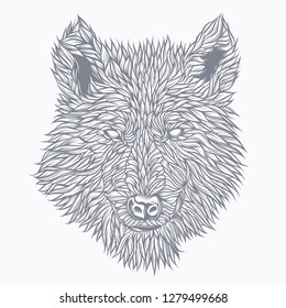 Wolf drawn in detail. Original vector illustration