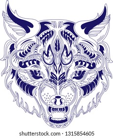 Wolf drawn in Irish style. Tattoo