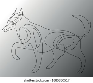 Un lobo dibujado con una sola línea