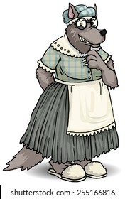 Wolf dressed like grandma  disguise  vector illustration