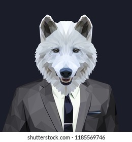Wolf dressed in a suit. Elegant classy style. Vector illustration.