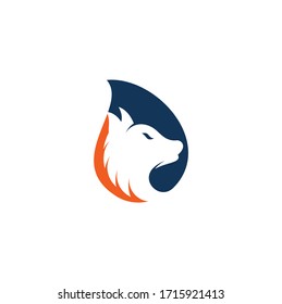 Wolf drop shape concept Logo Design. Modern professional wolf logo design. Wolf head logo vector.