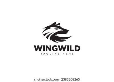 wolf with eagle shape negative space logo design for sport and gaming company