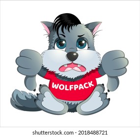 Wolf emoji giving thumb down, sign dislike hate unlike fail no. As mascot, sticker, emoji, emoticon. Vector.