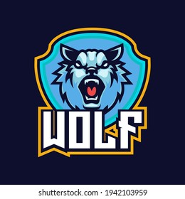 Wolf e-sport badge logo design
