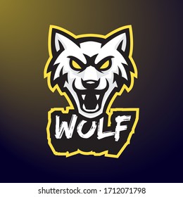 Wolf esport character mascot logo design vector template 