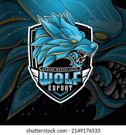 Wolf Esport Gaming Mascot Logo Design Character