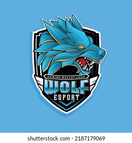 Wolf esport gaming mascot logo vector design