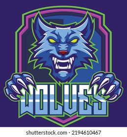 Wolf esport logo illustration with premium quality stock vector