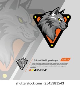 Logotipo Wolf Esport com um lobo de ângulo lateral e uma forma de triângulo como uma borda.