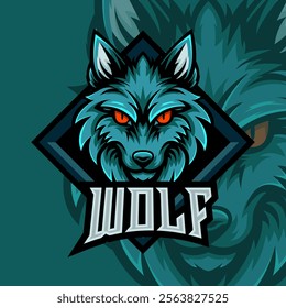 Wolf esport logo vector illustration, text is editable to suit for gaming logo