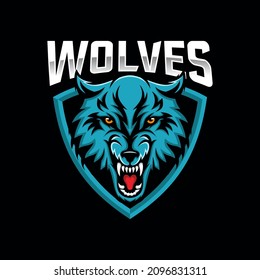 Wolf Esports Logo Design Vector Template