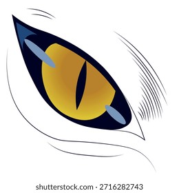 Ojo de lobo aislado sobre fondo blanco. Diseño minimalista del logotipo del Vector de un ojo de lobo grande. Vector