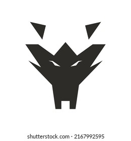 Wolf face animal vector illustration head. Wild dog icon and predator mascot beast symbol. Abstract mammal wildlife hunter emblem and coyote eye sign. Silhouette tattoo logo and black art isolated