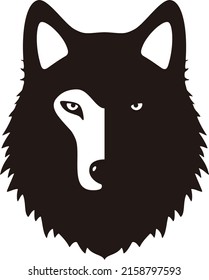 Wolf face flat icon design, vector illustration