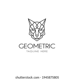 Cara de lobo geométrico al estilo de la monolina. diseño de logotipo abstracto de lobos