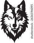 Wolf face icon black and white
