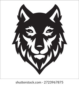 Icono de cara de lobo blanco y negro