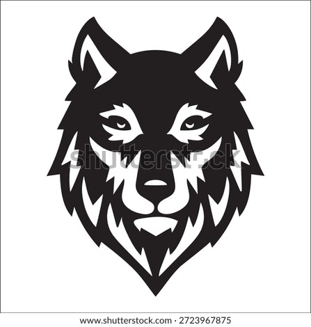 Wolf face icon blak and white