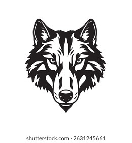 Wolf Face Icon. Wolf silhouette on white background. Minimal Wolf Head Symbol. Wolf Logo. Vector illustration. 