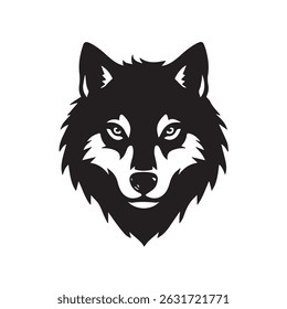 Wolf Face Icon. Wolf silhouette on white background. Minimal Wolf Head Symbol. Wolf Logo. Vector illustration. 