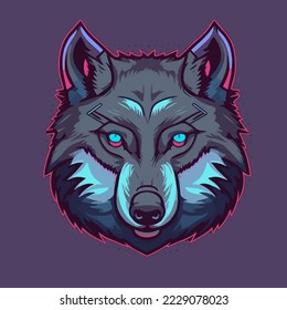 Wolf Face Illustration Logo Design for Poster, Banner, Mascot 