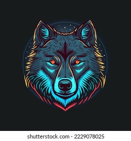 Wolf Face Illustration Logo Design for Poster, Banner, Mascot 