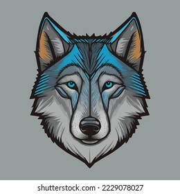 Wolf Face Illustration Logo Design for Poster, Banner, Mascot 