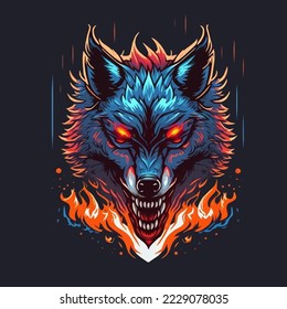 Diseño del logotipo de la ilustración Wolf Face para afiches, pancartas, mascotas 