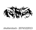 Wolf face line art. Vector illustration