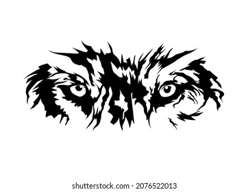 Wolf face line art. Vector illustration