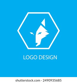 Wolf face logo design template