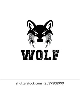 Wolfsgesicht-Logo-Designvorlage auf weißem Hintergrund