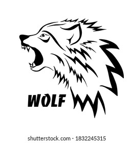 Wolf face logo emblem template mascot symbol for business or shirt design. Vector Vintage Design Element.