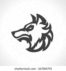 Wolf face logo emblem template mascot symbol for business or shirt design. Vector Vintage Design Element.