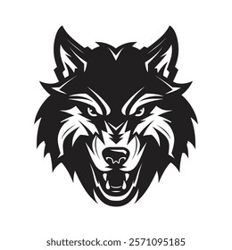 Wolf Face Logo Illustration Deisgn with black, white color