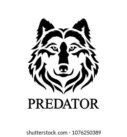 Wolf face logo. Vector silhouette of a predator head.