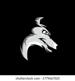 Wolf face on the dark place