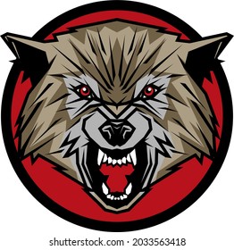 Wolf face with open mouth