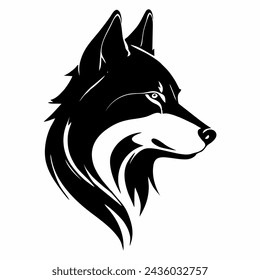 Wolf face silhouette logo, icon design template. Predator sign. Wild canine animal symbol. wolf flat template. Vector illustration.