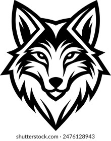 Wolf face silhouette logo, icon design template Vector illustration.