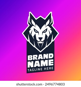 Wolf face silhouette logo, icon design template Vector illustration. Wolves head esport mascot logo design