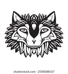 Wolf face silhouette logo, icon design template Vector illustration.
