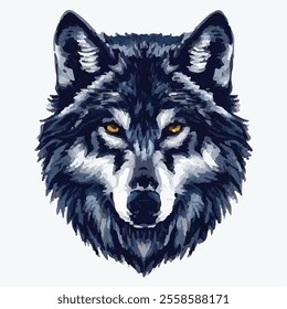 Wolf face silhouette logo, icon design template Vector illustration.
