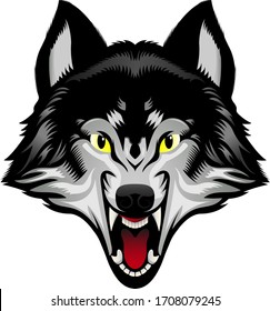 wolf face vector, animal face, angry wolf illustration,  