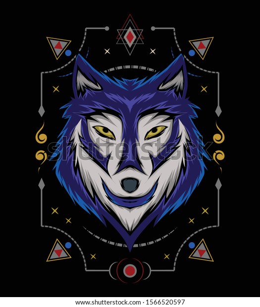 オオカミの顔のベクター画像デザイン ウルフのマスコットベクター画像 オオカミの正面対称画像 頭狼のイラスト のベクター画像素材 ロイヤリティフリー 1566520597