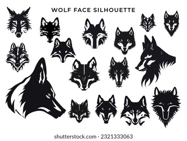 Wolf face vector. Wolf head .Wolf silhouette on isolate white background .