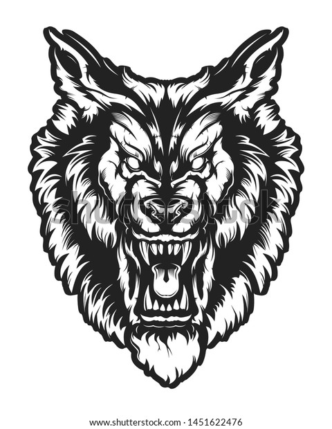 Wolf Face Vector Illustration Angry Wolf Stock Vector (Royalty Free ...