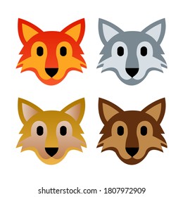 Wolf faces emoji vector illustration on white background.